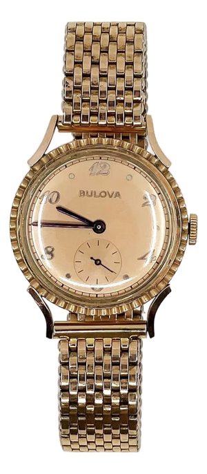 1940s Rare Bulova Treasurer "Bottle Cap" Sub Second Winding Watch Rose Gold