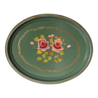 Hand Painted Toleware Serving Tray For Sale