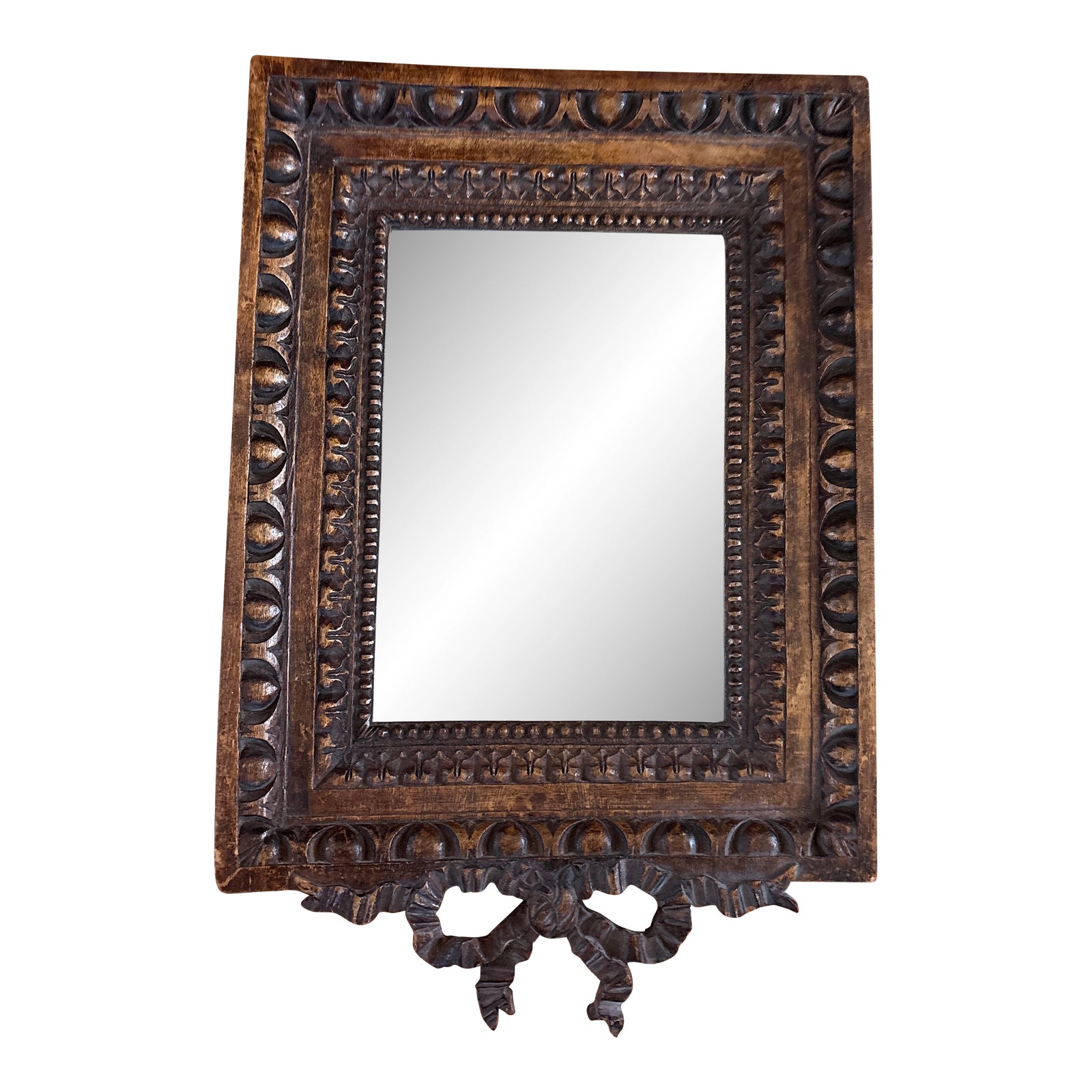 Late 19th Century Hand Carved Victorian Frame With Bow | Chairish