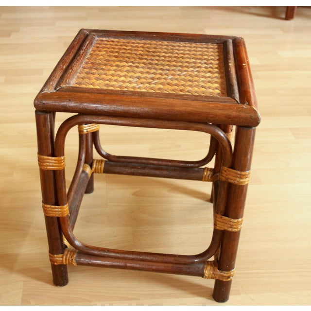 Handmade Rattan, Bamboo and Wooden Plant Stand - Vintage For Sale - Image 4 of 11