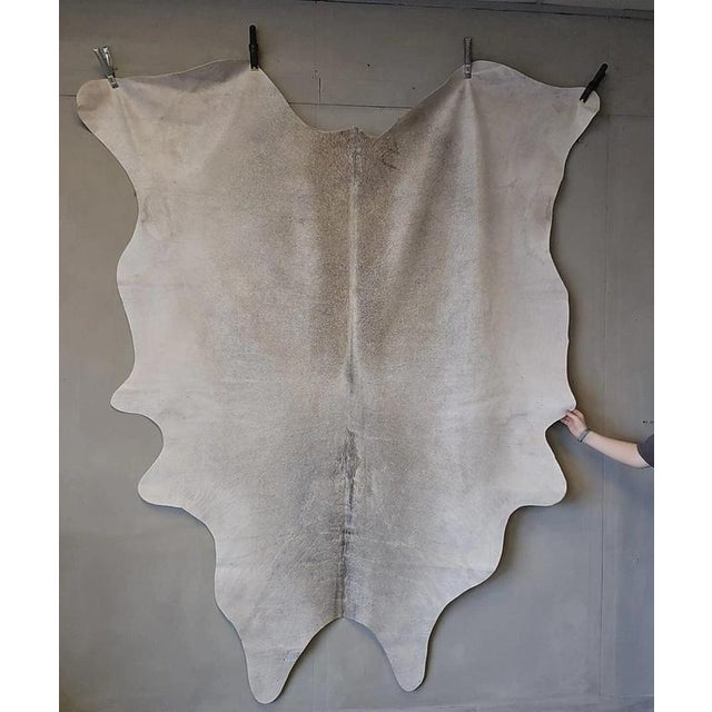 Large White and Grey Genuine Cowhide Rug For Sale - Image 4 of 18