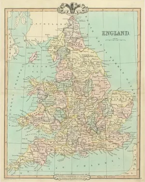 Antique Map of England and Wales, 1854