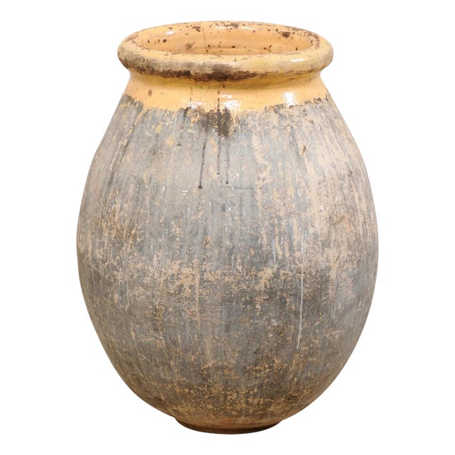 Antique French Biot Jar with Glazed Rim For Sale