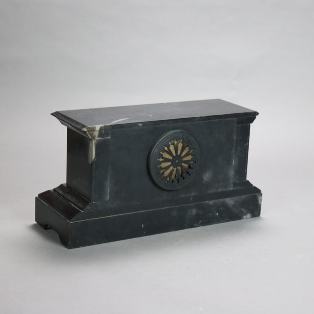 Antique Neoclassical Slate Mantle Clock with Open Escapement, c1890 For Sale - Image 10 of 12