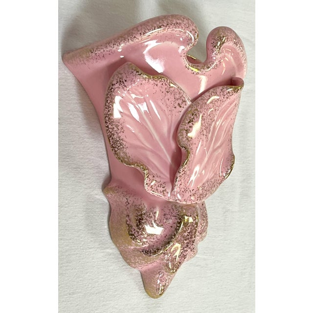 Mid Century California Originals Ceramic Wall Pocket With Pink and Gold Speckle Finish For Sale - Image 12 of 12