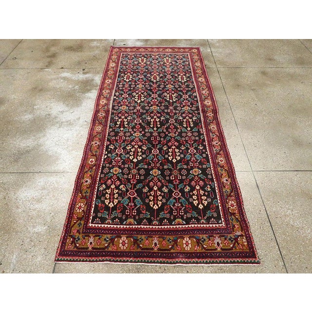 Rustic Galerie Shabab Collection Mid-20th Century Handmade Persian Hamadan Gallery Carpet For Sale - Image 3 of 8