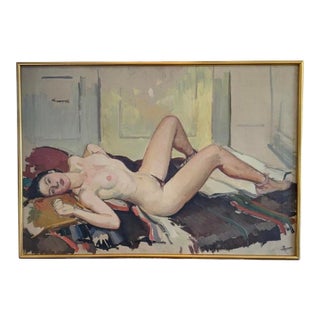 1950s Reclining Nude, Oil on Canvas, Signed "Chenoweth" For Sale