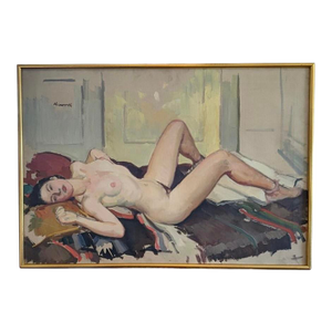1950s Reclining Nude, Oil on Canvas, Signed "Chenoweth"