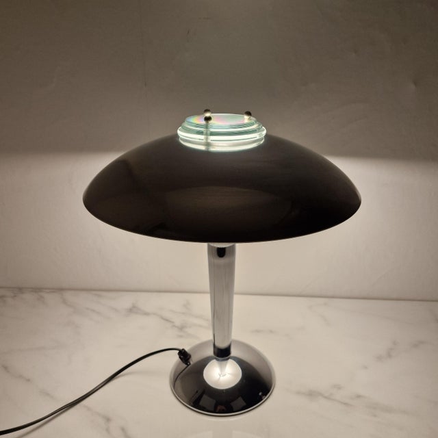 Silver Vintage Space Age Chrome & Glass Table Lamp, 1980s For Sale - Image 8 of 14