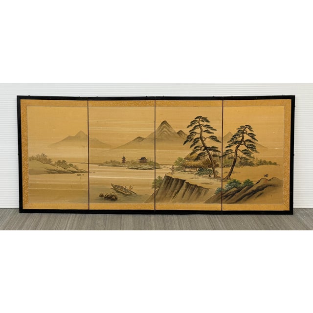 Design Plus Gallery presents an Asian Koi Fish Folding Screen. This wall screen has Koi fish and pine tree motifs in a...