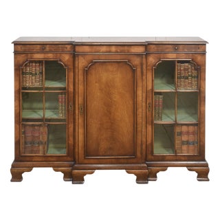 Antique Walnut Breakfront Bookcase, 1890s For Sale