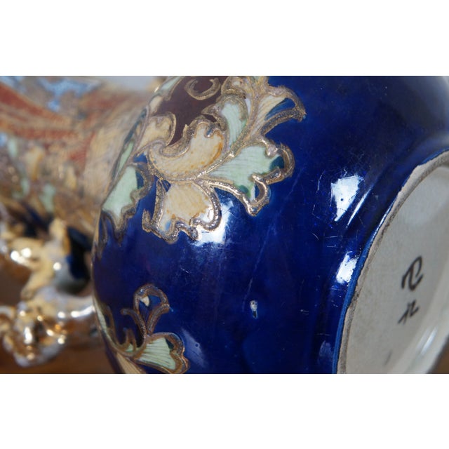 Antique Japanese Meiji Era Porcelain Satsuma Figural Kutani Vase Fu Dogs Geisha For Sale - Image 11 of 13