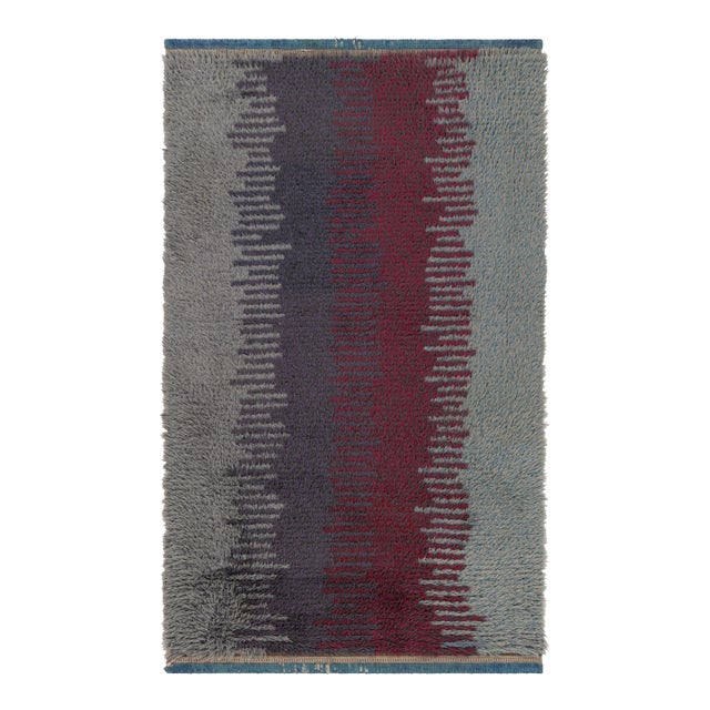 Vintage Swedish Rya Runner, Scandinavian Rug With Serrated Stripes - Rug & Kilim For Sale