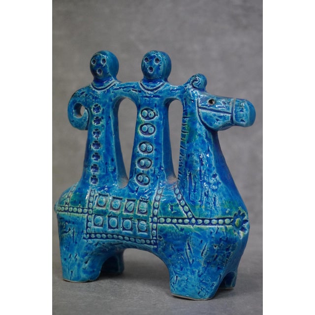 Bitossi Rimini Blu Ceramic Horse Riders Sculpture by Aldo Londi for Bitossi, Italy, 1950s-60s For Sale - Image 4 of 8