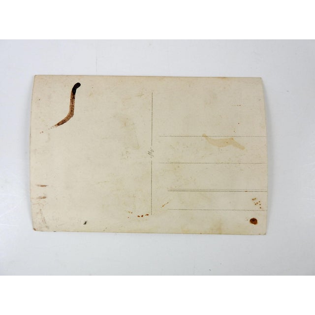 Early 20th century sepia toned vernacular quirky snapshot photograph real photo post card picture of a young girl sitting...