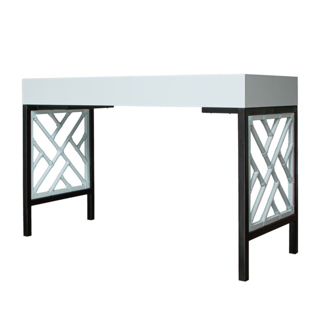 Chippendale Writing Desk - Light Blue For Sale In West Palm - Image 6 of 9