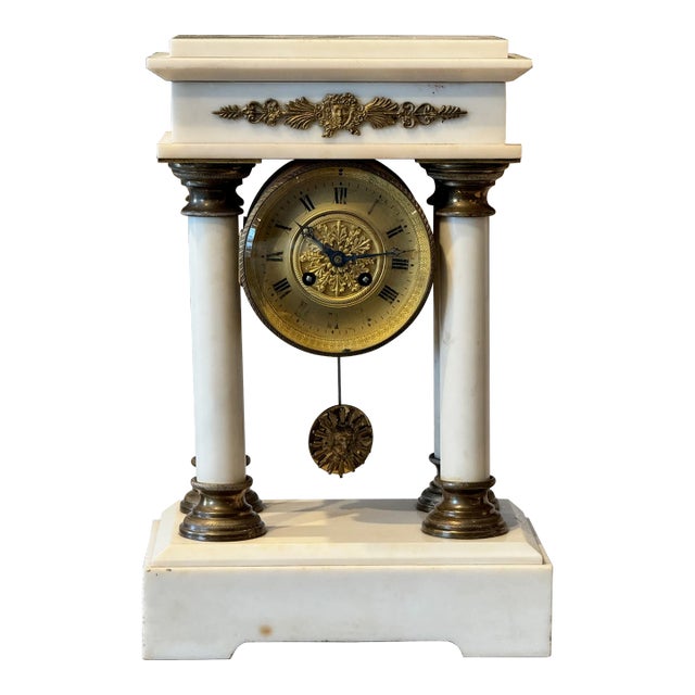 19th Century French Marble Mantle Clock For Sale