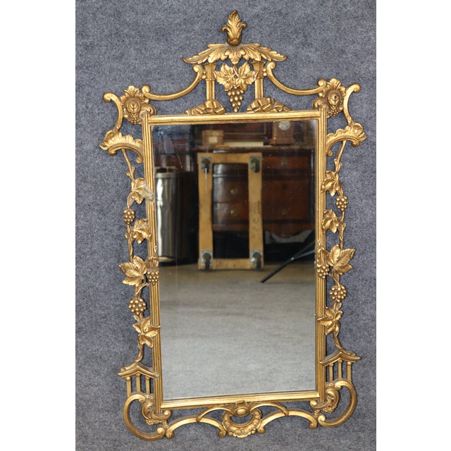 Pair of Chinese Gilded Style Carved Gilt Mirrors For Sale - Image 4 of 4