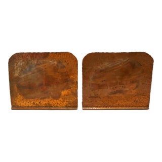 Pair of Arts and Crafts Copper Bookends Viking Ship Circa 1920 For Sale