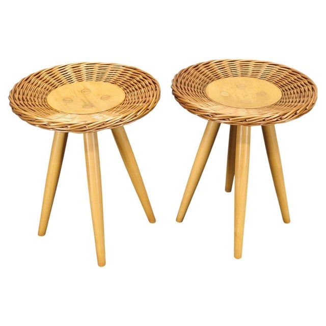 Rattan Side Tables by Jan Kalous for Uluv, 1970s, Set of 2 For Sale - Image 12 of 12
