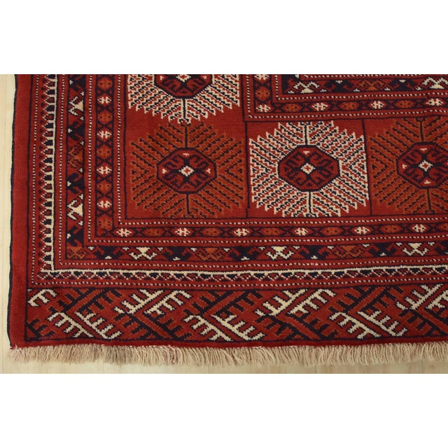 Turkmen Rug 10’1” X 12’6” Red Wool Vintage Tribal Hand-Knoted Carpet For Sale - Image 11 of 14