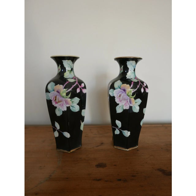 Nippon Hand-Painted Porcelain Vases - a Pair For Sale In Charleston - Image 6 of 6