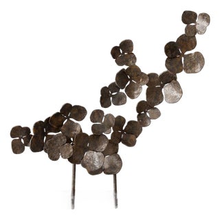 Gold Rubbed Black Flowers on Acrylic Accessory Acrylic For Sale