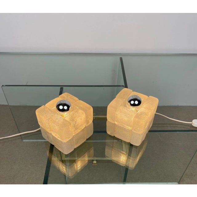Murano Glass Cube Lamps by Albano Poli for Poliarte, Italy, 1970s, Set of 2 For Sale - Image 8 of 17