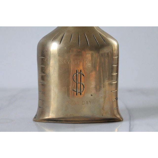Brass Vintage Brass Money Bag Bank For Sale - Image 8 of 9