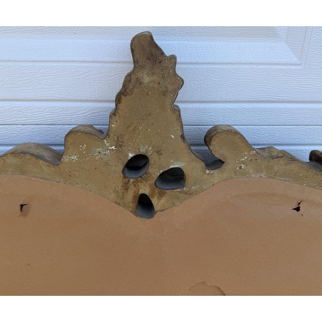 Vintage French Rococo Louis XV Gold Wall Mantle Mirror ~ Bisque Figural Lovers For Sale - Image 9 of 15