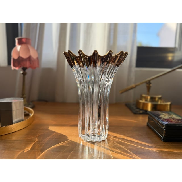 Mid-Century Crown-Rim Crystal Vase, Europe, 1960s–70s For Sale - Image 10 of 10