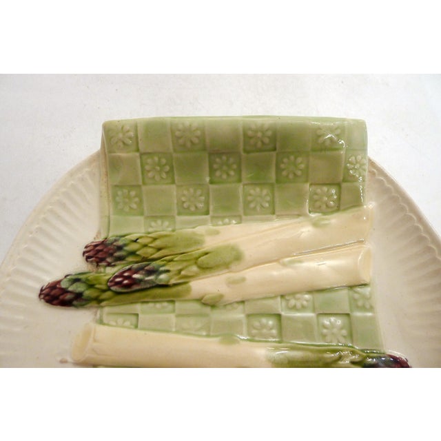 Mid-Century Modern Asparagus Serving Dish in French Barbotine Earthenware from Keller & Guérin, 1940s For Sale - Image 6 of 12