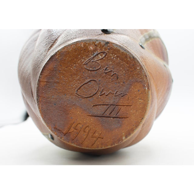 Ceramic 1994 Swirlled Body Pottery Frogskin Vase by Ben Owen III For Sale - Image 7 of 7