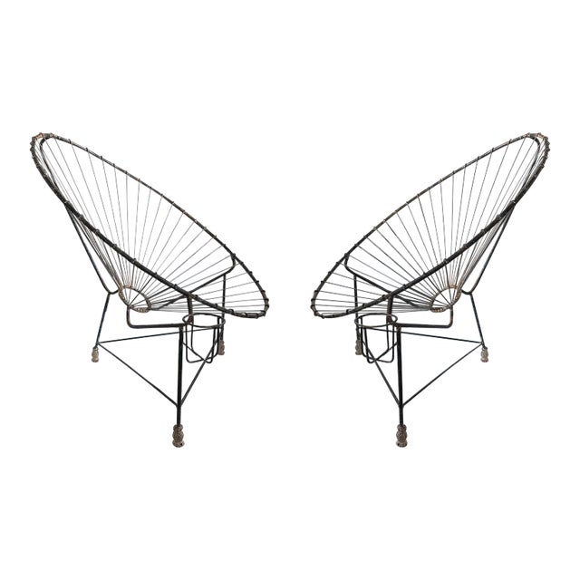 Mid Century Iron Garden Chairs - A Pair For Sale