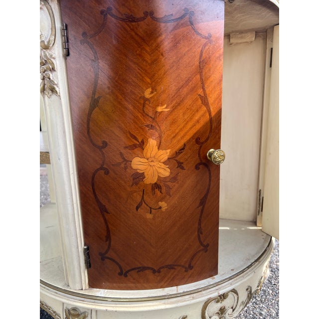 Vintage Italian-Style Marquetry Round Accent Table / Nightstand With Storage For Sale - Image 9 of 12