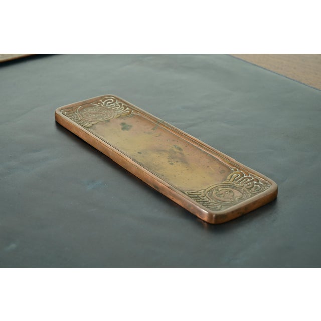 Art Deco Tiffany Studios New York Zodiac Pattern Bronze Pen Tray For Sale - Image 3 of 12