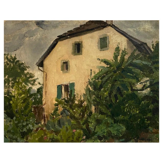 Gustave Francois, Villa, Oil on Canvas, 1917 For Sale