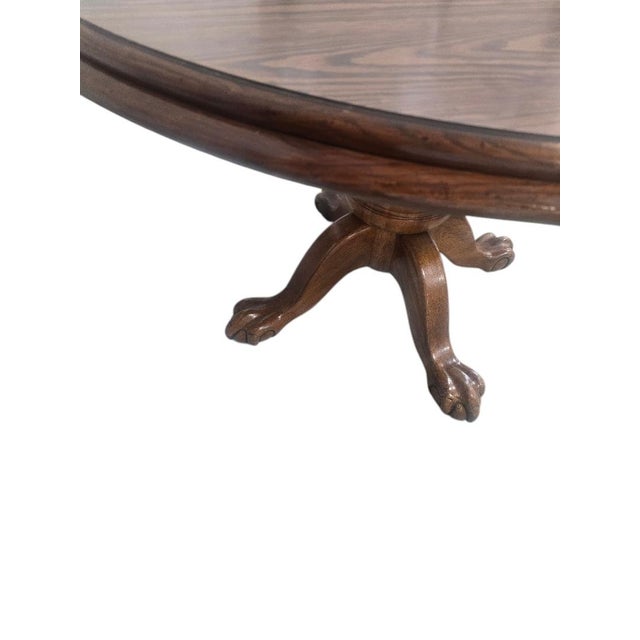 Mid 20th Century Vintage Oak Dining Table With Claw Feet and Leaf For Sale - Image 6 of 8