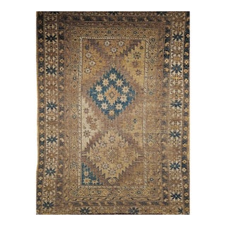 19th Century Caucasian Shirvan Area Rug, Geometric Design, Handwoven Wool, 4' x 5' For Sale