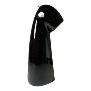 Vintage Gloss Black Ceramic Table Lamp For Sale