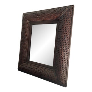 Vintage Regtangle Rattan Mirror For Sale