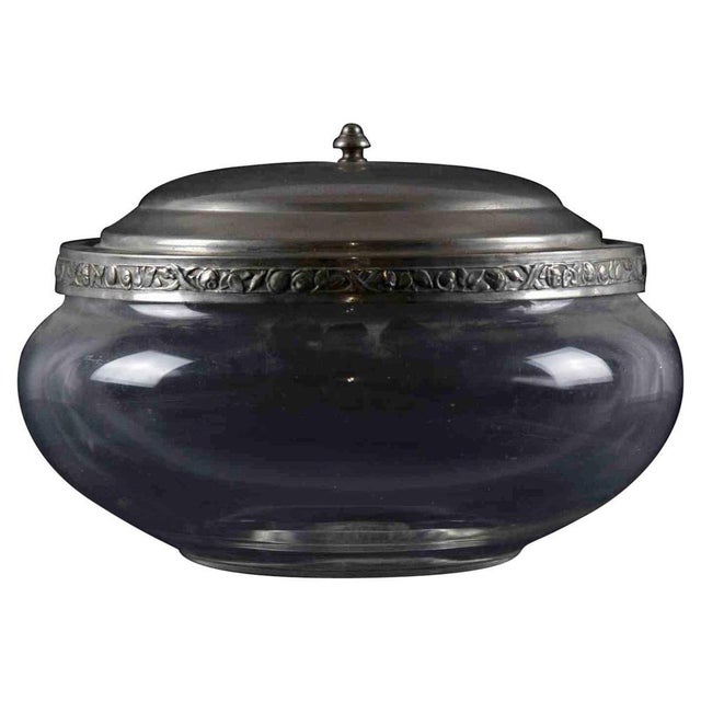 Mid-Century Italian Glass Candy Box with Pewter Cover For Sale - Image 6 of 6