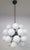 Italian sputnik chandelier with 24 glossy white Murano glass globes mounted on black powder coat finish frame / Made in...
