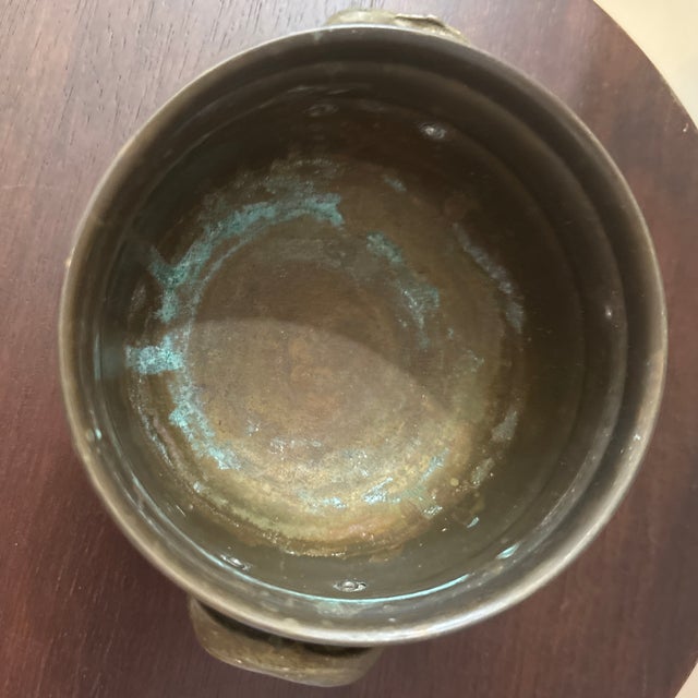 Vintage Indian Antique Brass Footed Decorative Bowls – Pair For Sale - Image 4 of 6