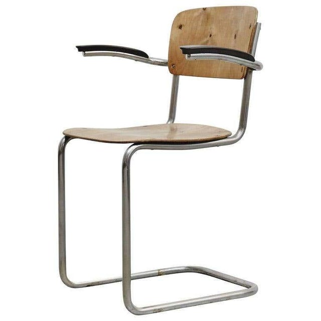 Wood Bauhaus Rationalist Tubular Chair in Wood and Metal, 1930 For Sale - Image 7 of 10