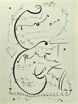 Rafael Alberti, Letter E, Lithograph, 1972