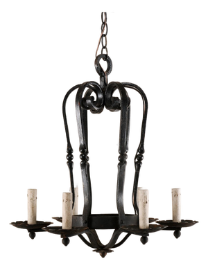 Mid 20th Century French Hand-Forged Chandelier