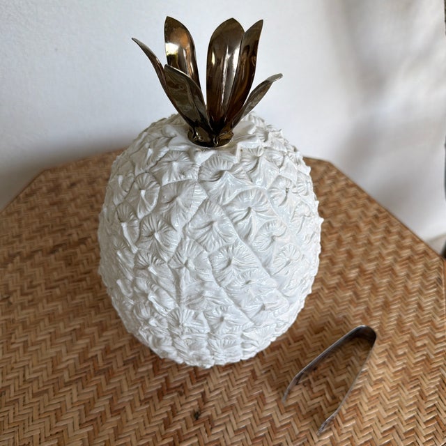 1970s Vintage Freddotherm Pineapple Ice Bucket With Tongs For Sale - Image 5 of 11