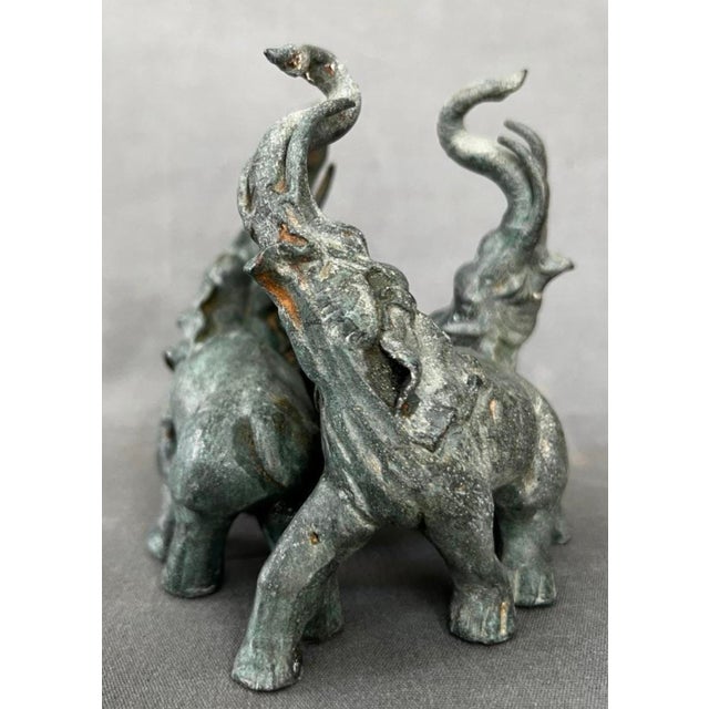 Bronze Elephants in a Circle with a Crystal Ball, 1980 For Sale - Image 4 of 8