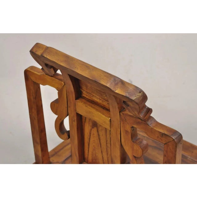 Vintage Carved Teak Wood Japanese Imperial Meiji Style Side Chair For Sale - Image 10 of 12